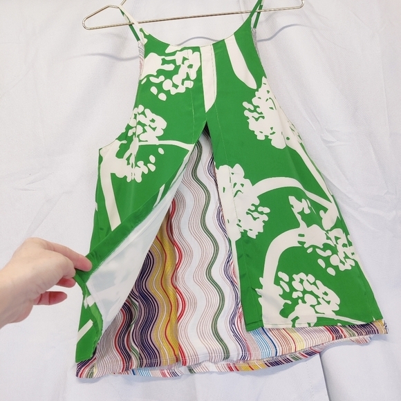 Anthropologie Green and Cream Floral Print Tank Top - Picture 7 of 12